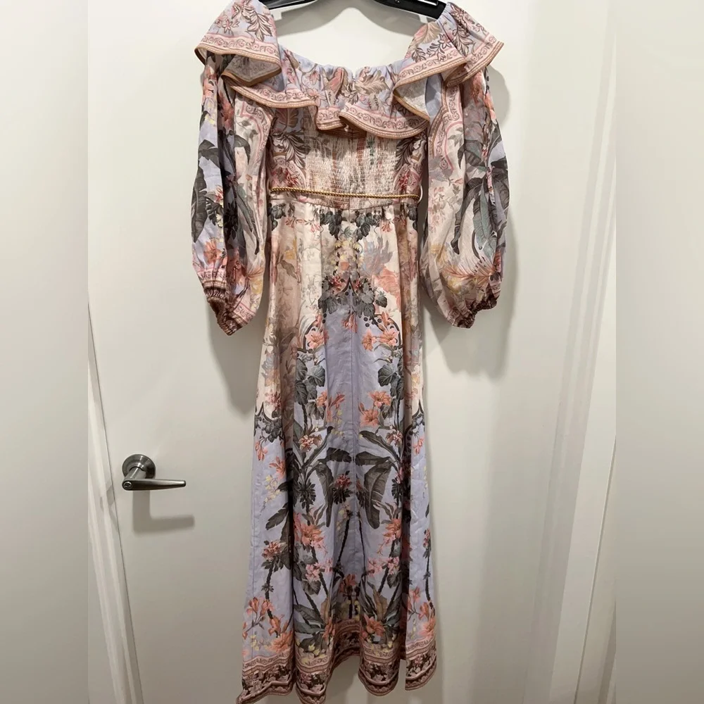 🔥NWT AU0 Zimmermann Wylie Off-The-Shoulder Midi-Dress - Picture 8 of 16